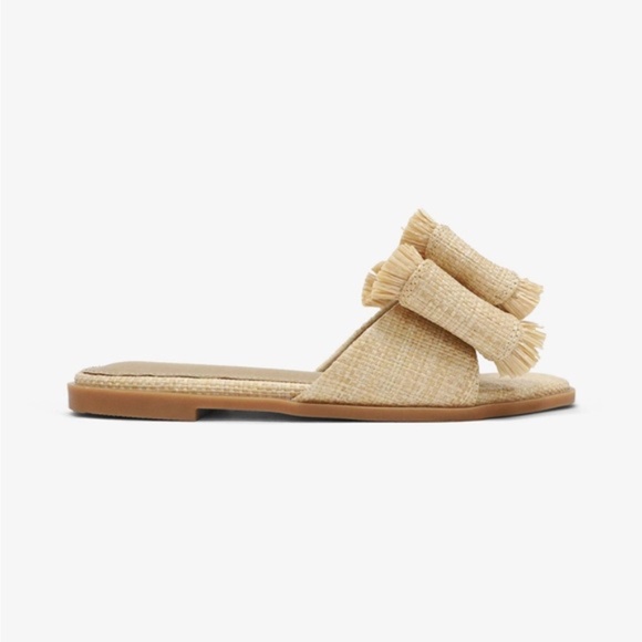NEW | Trending Lemonade Raffia Bow Sandals Raffia Beach Slide Summer Flat - Picture 1 of 6